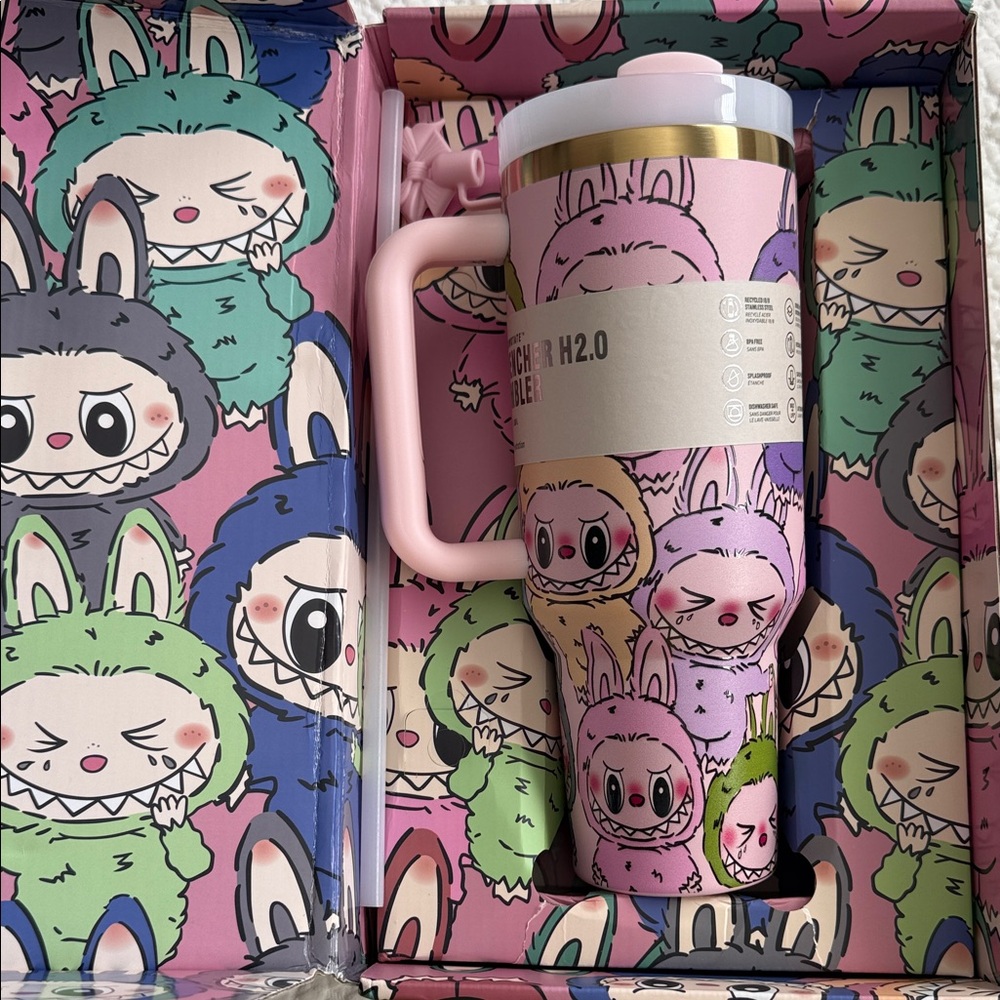 Stanley and labubu Pink Character Tumbler